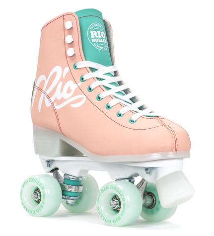 Rio Roller Script Quad Skates Peach / Green