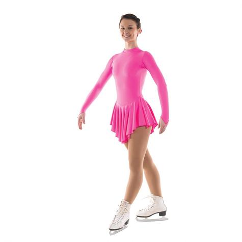 Plain Nylon Lycra Fluorescent Pink Skating Dress