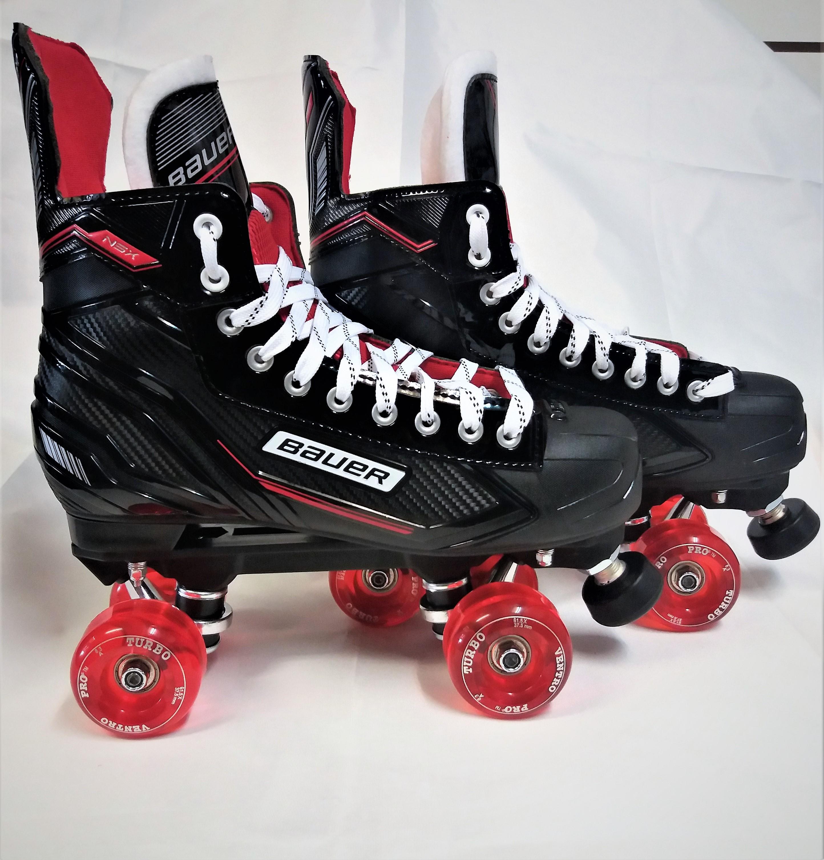 NSX Bauer Quad Skate Sure Grip Plate & Sure Grip Wheels Skate Attack