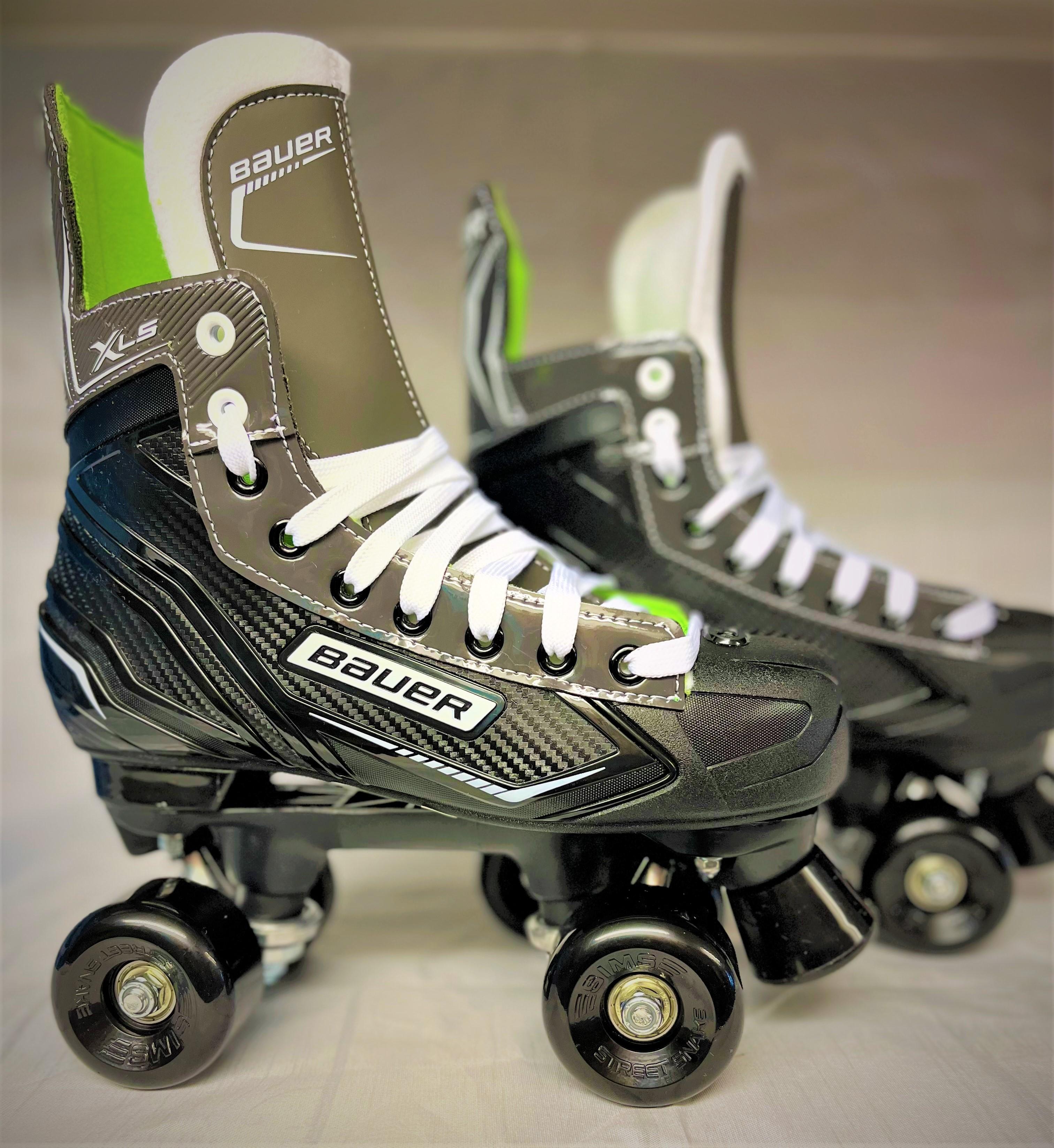 Bauer XLS roller CUSTOM QUAD skates WITH light up wheels Skate Attack