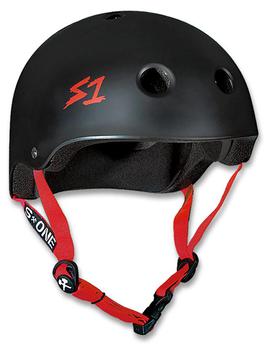 S1 Lifer Mat Black With Red Straps Helmet