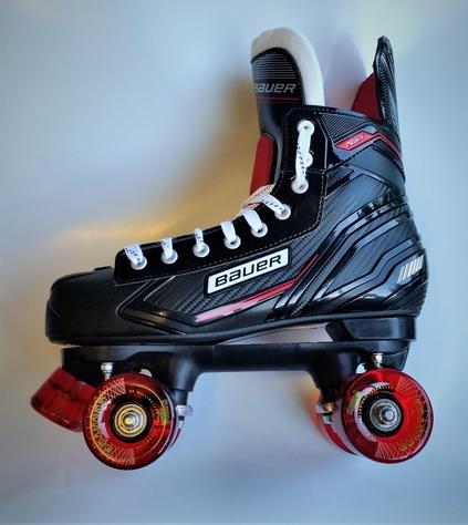 Bauer Quad Roller Skates Black & Red Mixed Sims Street Snakes NSX 