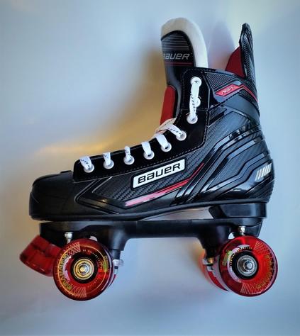 Bauer NSX Quad Converted Roller Skates With Sims Street Snakes Wheels