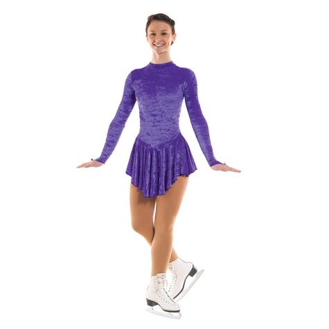 Skating Dress In Crushed Velvet Purple