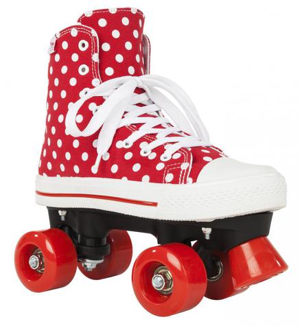 Rookie Rollerskates Canvas High Polka Dots Red/White