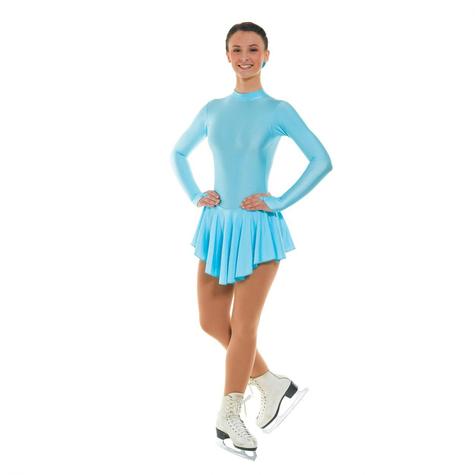 Plain Nylon Lycra Aqua Skating Dress - main image