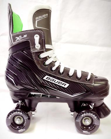 Image of Bauer XLS custom quad roller skate with Clouds Urethane Wheels